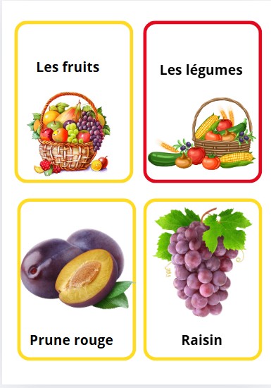 Cartes d'apprentissage : LES FRUITS & LES LEGUMES