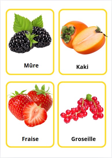 Cartes d'apprentissage : LES FRUITS & LES LEGUMES